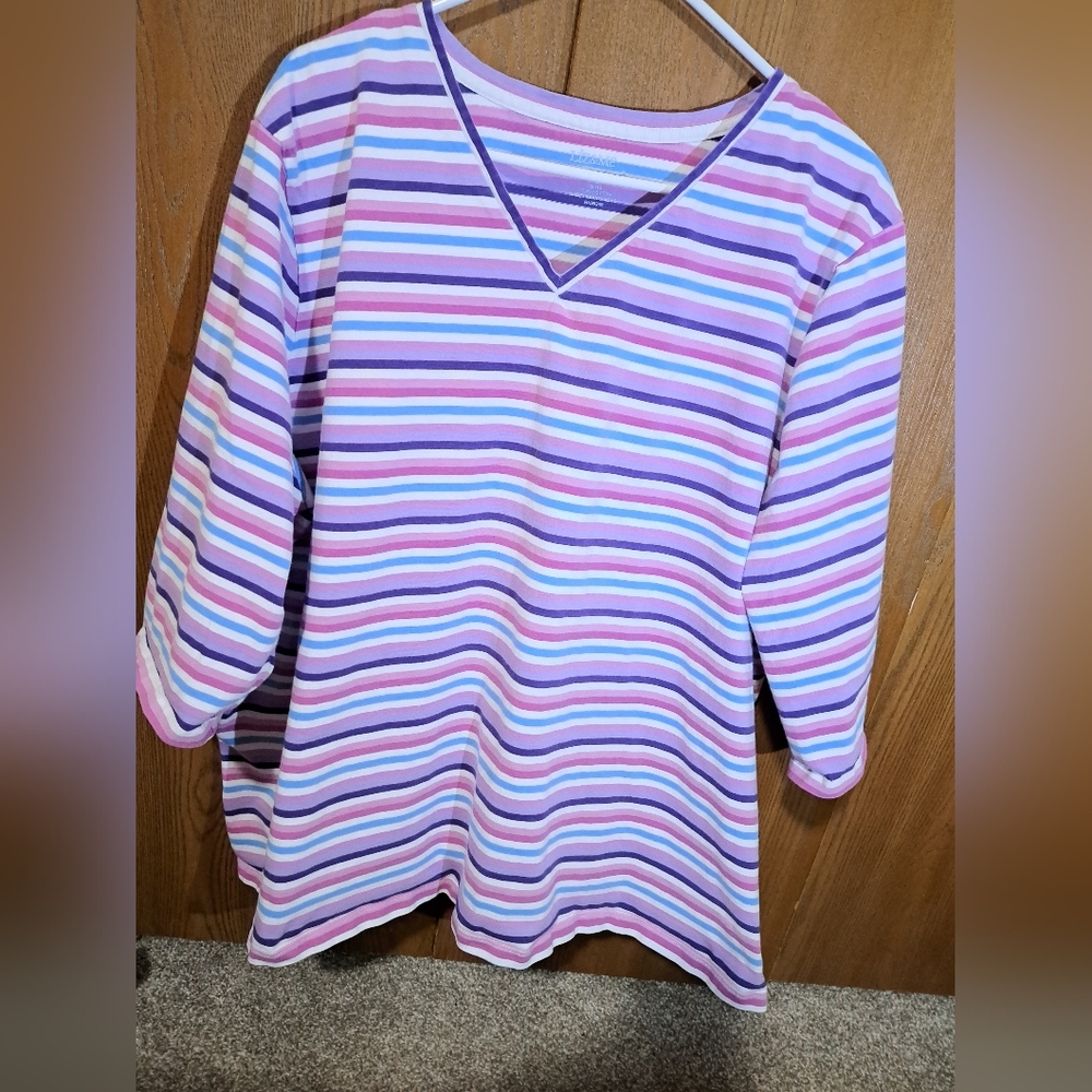 Liz & Me size 4X 30/32 striped 3/4 sleeve shirt.